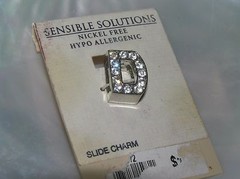 Estate Sensible Solutions Nickel Free Rhinestone Encrusted Thick Silvertone Init