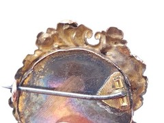 Victorian 15k 18k Yellow Gold Handmade Brooch Hand Painted Blonde Red Head Woman