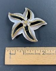 Vintage Antique Silver Gold Tone Flower Brooch Pin – 2.25” Diameter