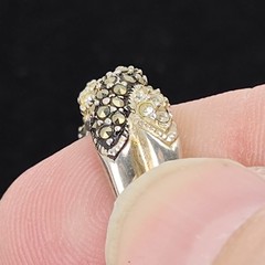 Sterling Silver Ladies Ring Marcasite & Clear CZ Pave Braided 2-tone Sz 7.5