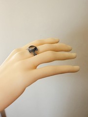 Sterling Silver Vintage Style Filigree Mood Ring + Color Chart & Box Size 9.5