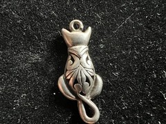 JEZLAINE CAT Brooch Pendant Signed Sterling Silver 925 1.6 grams