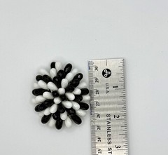 West Germany Black & White Glass Teardrop Flower Brooch TipToe Clip Pat Signed