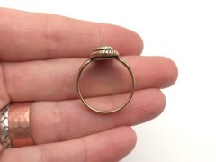 Vintage Sterling Gold Wash Signed JP Jane Popovich Navajo Elongated Jade Ring