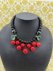 Lot Ruby z Candace Flying Colors Vtg Ceramic Necklace Bright Colors Cherries