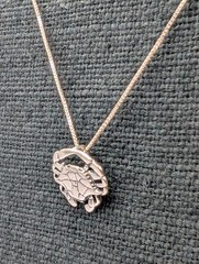 Vintage 925 Sterling Silver Crab Cancer Zodiac Pendant 17.75″ Box Chain Necklace