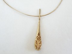 Dallas Prince Gold on Sterling Silver Modernist Marcasite Pendant Necklace