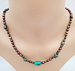 VTG 925 Peacock Pearl Turquoise Necklace 17in Sterling Silver 2″ Extender Estate
