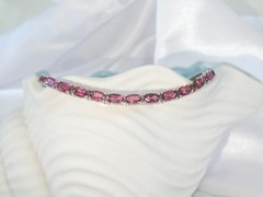Sterling Silver 925 Rhodolite Pink Garnet Tennis Bracelet 8″