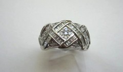 Vintage Designer OTC 14K Solid White Gold Diamond Cocktail Cluster Sz 7 Ring
