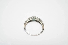 Art Deco Style Emerald & Lab Created Diamond 14K White Gold FN Party Wear Ring