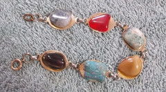 Vintage Goldtone Bracelet With Assorted Tumbled Gemstones