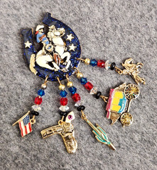 Moulin Rouge Western Cowboy Lucky Horseshoe Enameled Glitzy Charm Brooch