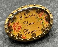 Maximal Art ‘I Love You Mom’ Floral Rhinestone Victorian Style Brooch Pin