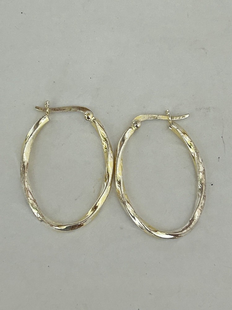 Elegant Vintage Sterling Silver Earrings Hoop Style E3