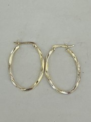 Elegant Vintage Sterling Silver Earrings Hoop Style E3