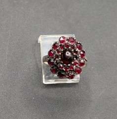Vintage Sterling Silver Rose Cut Garnet Bohemian Czechoslovakia Ring Sz 8 ⚠️Read