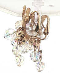 Vintage Gold-Tone Leaf Earrings Aurora Borealis Crystal Grape Cluster