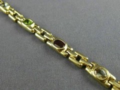 ESTATE WIDE 5.0CT AAA OVAL MULTI GEM 14K YELLOW GOLD SQUARE LINK BRACELET #22711