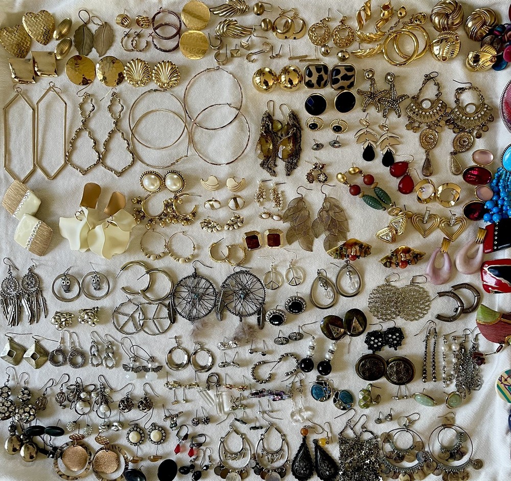 Huge 251 pairs Earrings Pierced Mixed Stud Dangle Chandelier Hoop