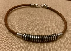 Vintage Artisan Necklace Leather Cord 14″ Choker Ethnic Tribal