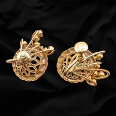 Vtg M&S Pink Gold Filled 1/20 12k Pink Rhinestone Brooch Earrings Pin Set