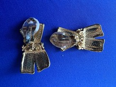 Vintage Matte Goldtone Hinged Drop Clip On Earrings X Design Unique C7
