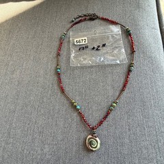 Vintage Necklace Swirl Colorful Beads Handmade Bohemian 17 + 2 inches