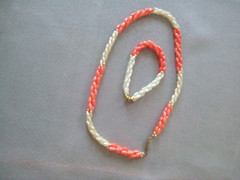 VTG 1980’S RED CORAL-FRESH WATER PEARLS 17″ CHOKER & MATCHING 7″ BRACELET
