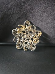 Vintage Brooch Pin Faux Pearl Opal And Purple Rhinestone Costume Jewelry 2 Inch