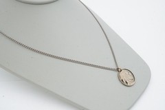 Vintage Necklace Silver Tone Carved Buffalo Nickel 24″
