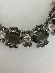 JULIANA Large Smoky Oval Glass Clear & Gray Rhinestones 5 Link Bracelet GORGEOUS