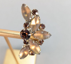 Verified Juliana D&E Frosted Amber Topaz Rhinestone Feather Brooch Earrings Set