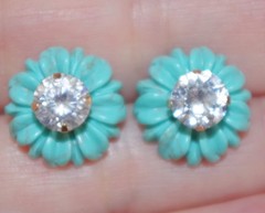 15MM Turquoise Flower Jackets For Stud Earrings Use With Any Studs Multi Listing