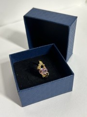 Vintage Pink Cubic Zirconia Ring Gold Plated Womens Size 6.5