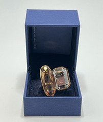 Large Swarovski Swan Faceted Topaz Crystals Cocktail Ring Size 7 with Box