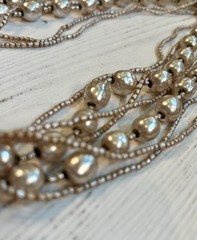 Vintage MIRIAM HASKELL Faux Baroque +Seed Pearl Multi Strand Necklace Signed WOW
