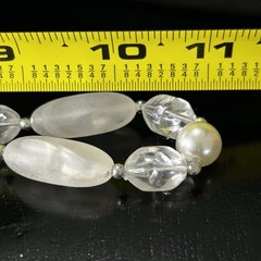 Vintage Baroque Strung Pearl Beaded Necklace with Elongated Clear Acrylic 22”