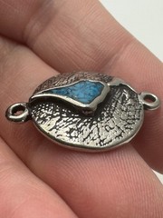 Silver Tone Southwest Style Blue Stone Inlay Connector Charm
