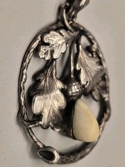 Antique Victorian Sterling Silver Pendant “An Acorn In Oak Leaves” – 35mm x 26mm