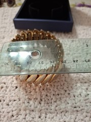 Vintage Beautiful BERGERE Signed Wide Goldtone Expansion Bracelet