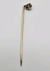 Vintage 14K Gold White stone Stick pin lapel tie Estate fine jewelry