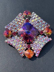 Stunning Vintage Watermelon AB High End Rhinestone Brooch
