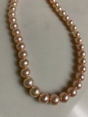 Vintage Pink Pearl 0.6mm Strung Necklace W/ Gold Barrel Clasp 16”