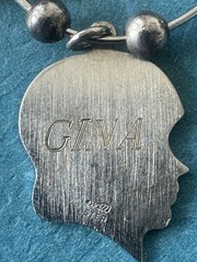 ANTIQUE 1920-1930 ART DECO .925 STERLING SILVER 7 CHARM PENDANT