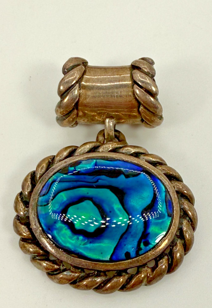 VTG Sterling Silver 925 Tested Marked Abalone Pendant 9.6 Grams Estate Find