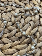 Monet Necklace Faux Pearl Glass Crystal Accents 32in Layering Victorian Revival