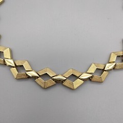 Brutalism Modern Brushed Gold Tone Chunky Funky Necklace 56″ Vintage Club 1950’s