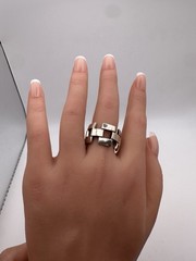 Vintage Mexico .925 Sterling Silver Modernist LINK Ring Size 9