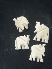 Vintage Southwest Carved Elephant Fetish Jewelry Making Bead Lot